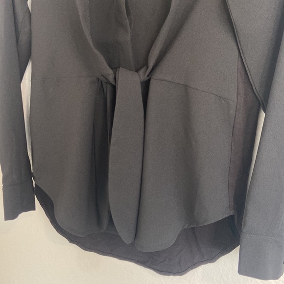 INC tie front Black Button Up Blouse - Picture 4 of 9
